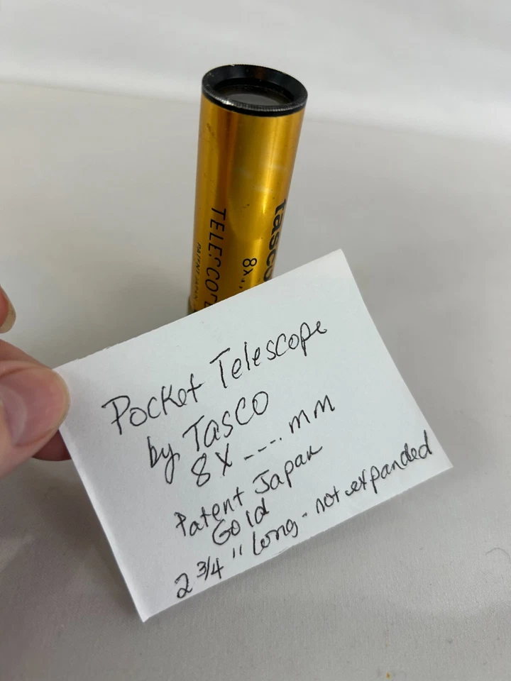 Vintage Tasco Gold Black Handheld Pocket Telescope Monocular 8x mm 2 3/4 Long - Image 2 of 4