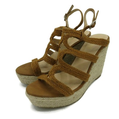 Catherine Malandrino Stavy Cognac Brown Espadrille Braided Wedge Sandals Size 9 | eBay
