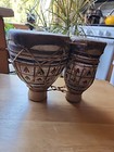 Hand Painted Double Drum Vintage Ceramic Glazed  Percussion Skin Tom-tom Drum — photo 1