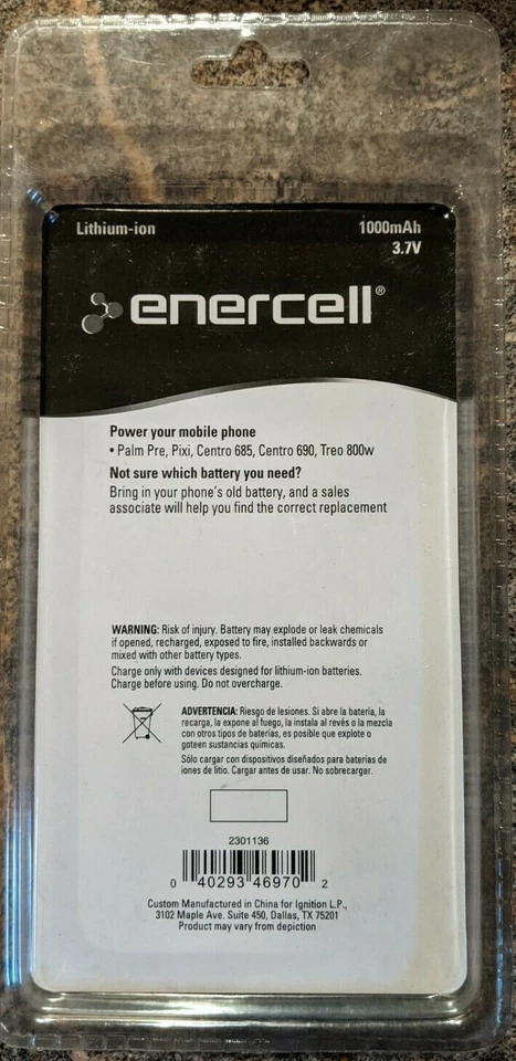Celular Enercell 1000mAh 3.7V bateria 23-1136 NOVO ESTOQUE ANTIGO VINTAGE - Imagem 2 de 2
