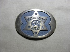 ORIG Official Vintage 125th ANN. 1977 WELLS FARGO AGENT BADGE BRASS BELT BUCKLE