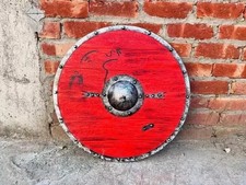 24" Medieval Viking Wooden Round Shield Heavy Metal Norse Handmade Gift