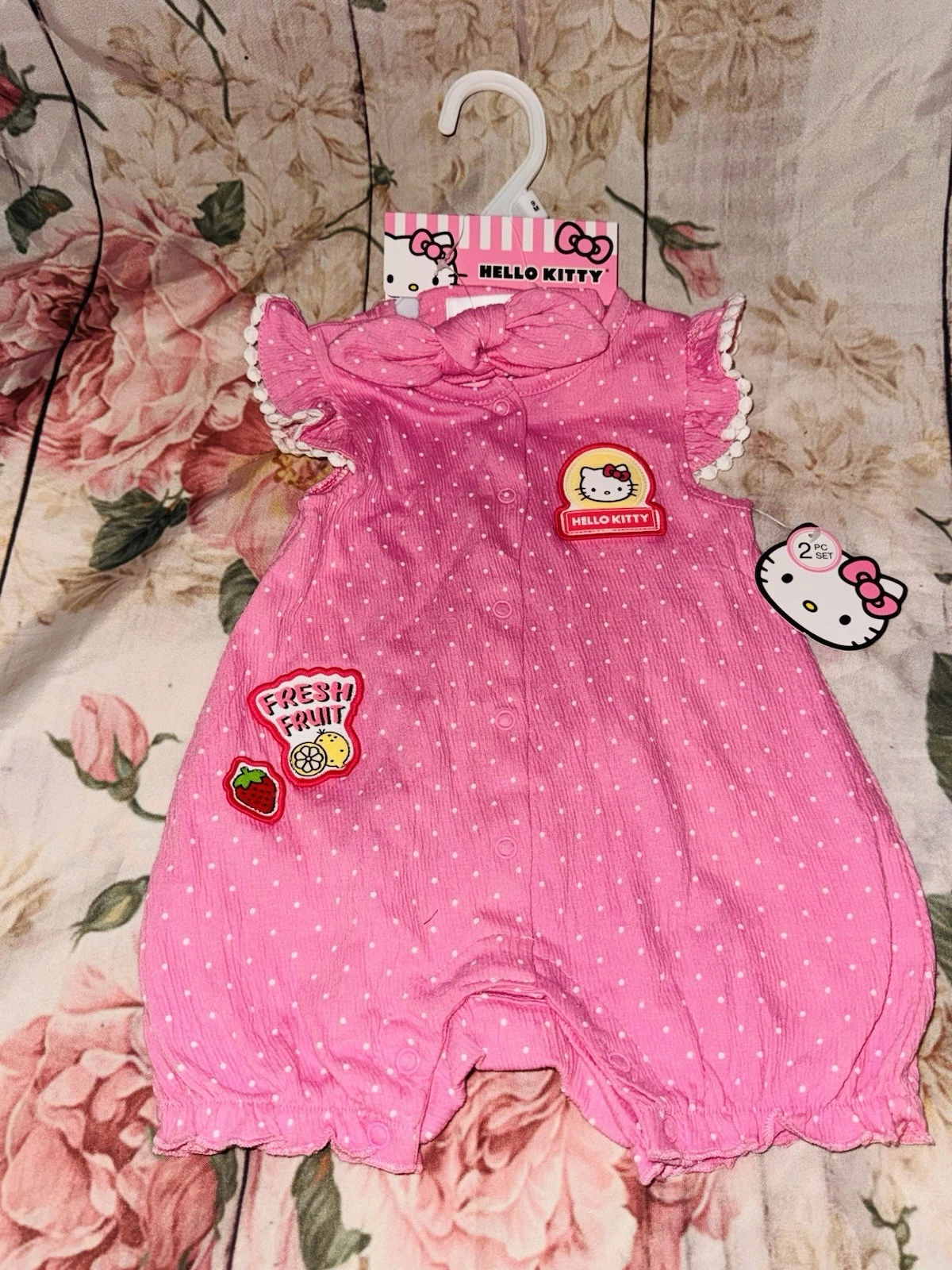 Hello Kitty Baby Girl Clothes 2 Pc Set Pink Bubble Romper Polka Dots 9 Months
Opens in a new window