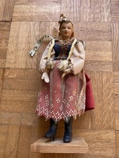 Vintage Polish Doll On Stand Hand Made Traditional Folk Art