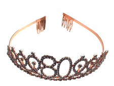 Woman's Rosetone 80th Birthday Sparkly Tiara with Rhinestones