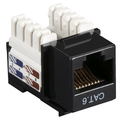BlackBox CAT6JBK25PAK Keystone Jack 25-Pack Black RJ-45