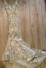 Platinum Label Prom Dress Gold Sequins Bridesmaid Size 4 Train