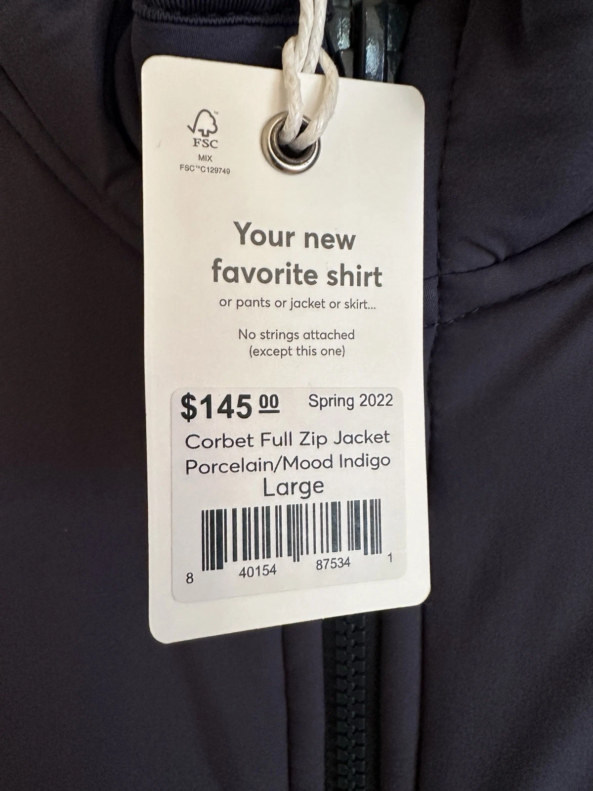 NWT Marine Layer Corbet Full Zip Jacket Mens Large Porcelain Mood Indigo $145 image 3