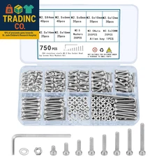 750 Pcs M2.5 Screws, Nuts and Washers Set - Metric Hex Socket Head Cap Bolts Kit