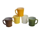 5 Vintage Anchor Hocking Fire King Multi-Color Milk Glass Mugs
