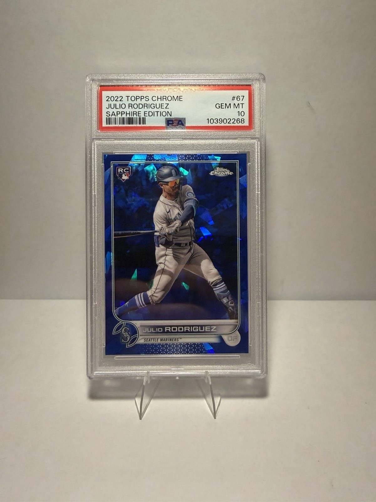 2022 Topps Chrome Sapphire Edition Julio Rodriguez #67 Psa 10 view 1