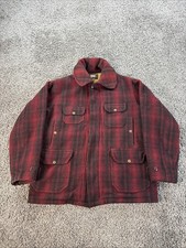 Vintage 1950s Woolrich Buffalo Plaid Wool Mackinaw Hunting Jacket Plaid Sz 46