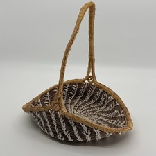 Vtg Handmade Pine Needle Basket Raffia Coiled Folk Art Rustic Gathering Decor