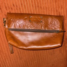 Patricia Nash VALERIE Fold-over Wristlet/Clutch Leather-Tan