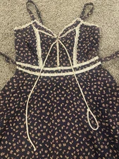 1970s Vintage Gunne Sax Gunnie Leaf Midi Corset Sundress Cottagecore Boho