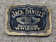 Jack Daniels Old Time Tennessee Whiskey No. 7 Advertising Brass Belt Buckle 1993