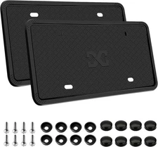 XCLPF Silicone Black License Plate Frame Covers 2 Pack- Front and Back 