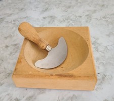 Vintage Wooden Bowl with a Stainless Steel Me...