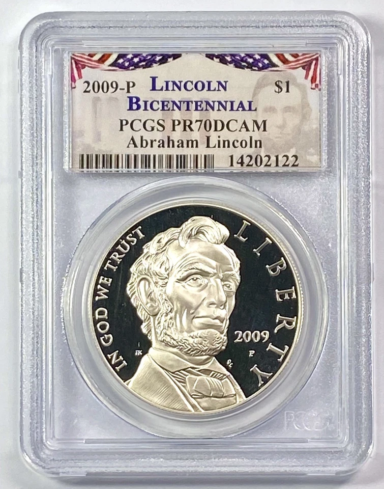 2009-P $1 LINCOLN BICENTENNIAL PROOF SILVER DOLLAR PCGS PR70 DCAM BUNTING LABEL - Image 3 of 4