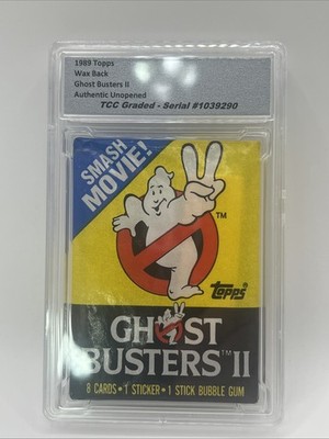 1989 Topps Back Ghost Busters II 2 Wax Pack Authentic Unopened Encapsulated
