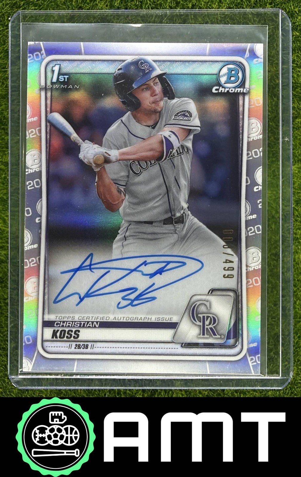 Christian Koss Auto 2020 Bowman Chrome 8/499 Prospect Refractor Rockies