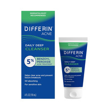 Benzoyl Peroxide Acne Face Wash, 5 Daily Cleanser for Sensitive Skin, 4oz