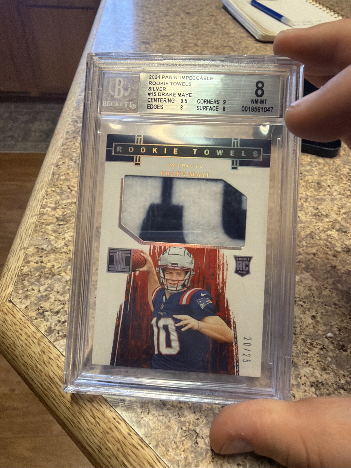 2024 Panini Impeccable Rookie Towels Drake Maye 20/25 Patriots RC