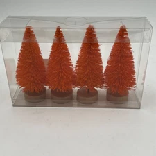 Target Spritz Bottle Brush Tree Set Of 4 Orange Trees With Wooden Bases 5”