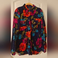 carole little sport womems jacket velvet Large floral colorfull boho western
