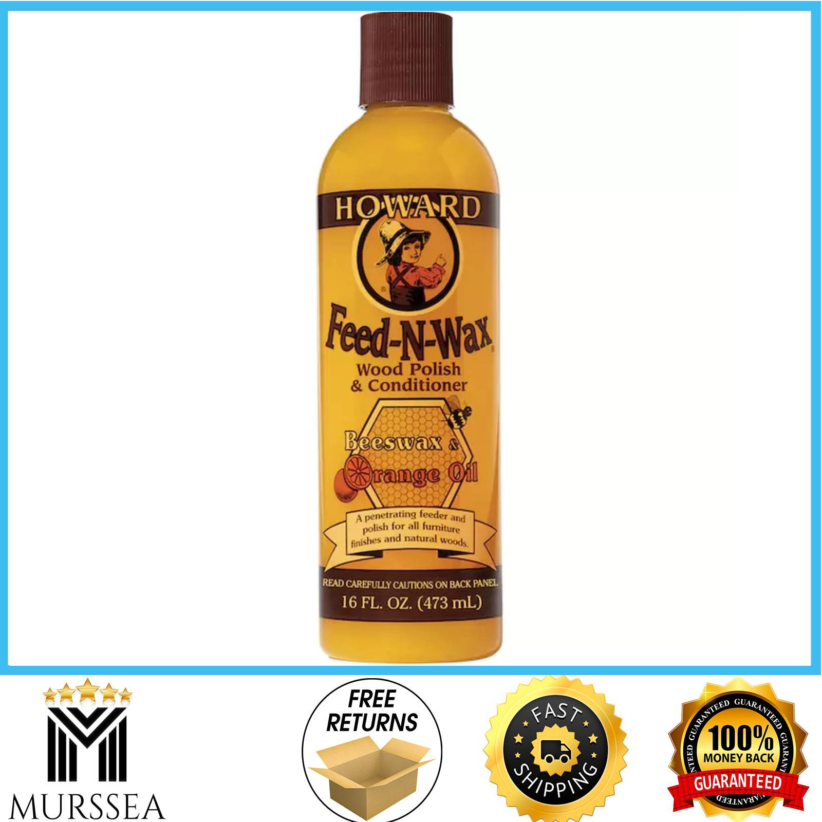 Howard Feed-N-Wax Wood Polish and Conditioner 16-Ounce