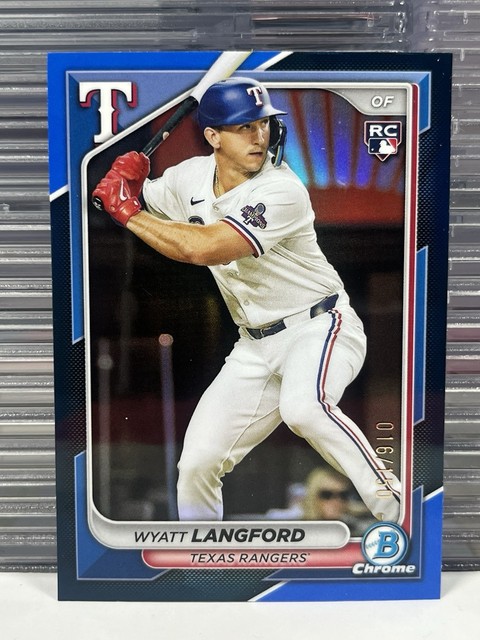 2024 Bowman Chrome #71 Wyatt Langford RC Blue Refractor /150 Texas Rangers