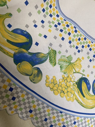 Vintage italienische extra große Baumwolle Obst Design ovale Tischdecke 92,5" x 59,8" - Bild 2 von 8