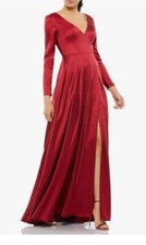 Ieena for Mac Duggal Satin Pleated Evening Dress, Sz 6, New, Red