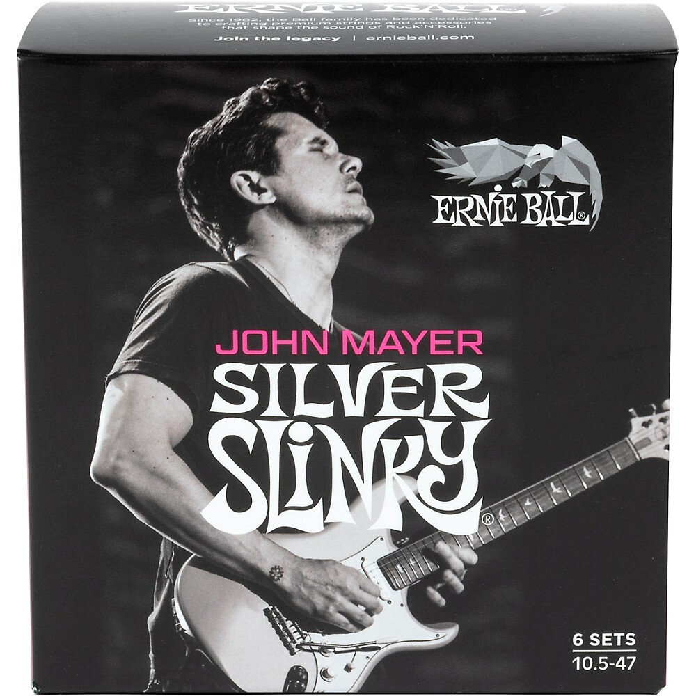 Ernie Ball John Mayer Серебряные гитарные струны с никелевой обмоткой, 6 шт 10.5 - 47
