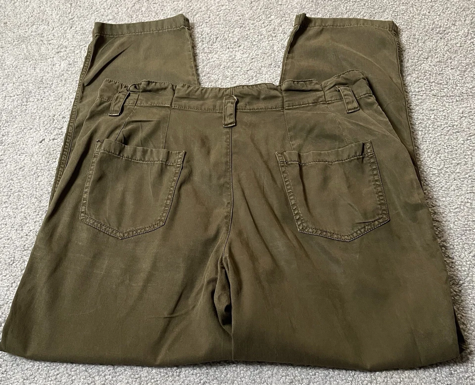 Pantalones Maurices Pierna Recta Talla 12 Verde Oliva Mezcla Tencel Bolsillos Informales Modernos Foto 4 de 4