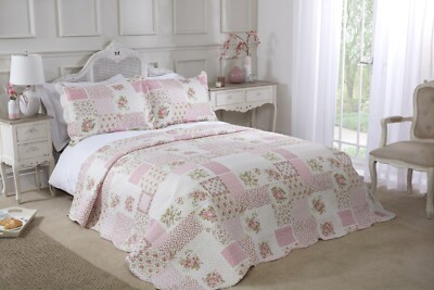 Bettwäsche Set 3-teilig gesteppt Patchwork Bettwäsche Doppel King Einzelbett Cotswold