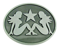 Mudflap Girl Belt Buckle Mud flap Antique Gray Metal Western Trucker Men Western