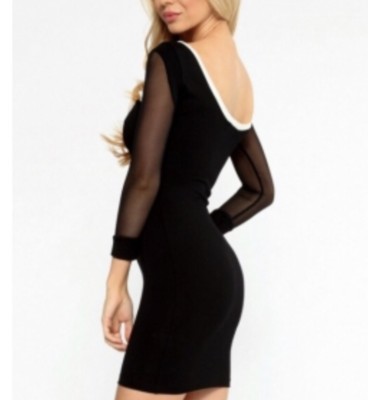 Apparel Black Criss Cross Mesh Top Bodycon Dress Black Mesh Body Con Criss Cross  Dress Small NWOT