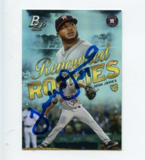 JOSH JAMES SIGNED 2019 BOWMAN PLATINUM RENOWNED ROOKIES BASEBALL CARD AUTO