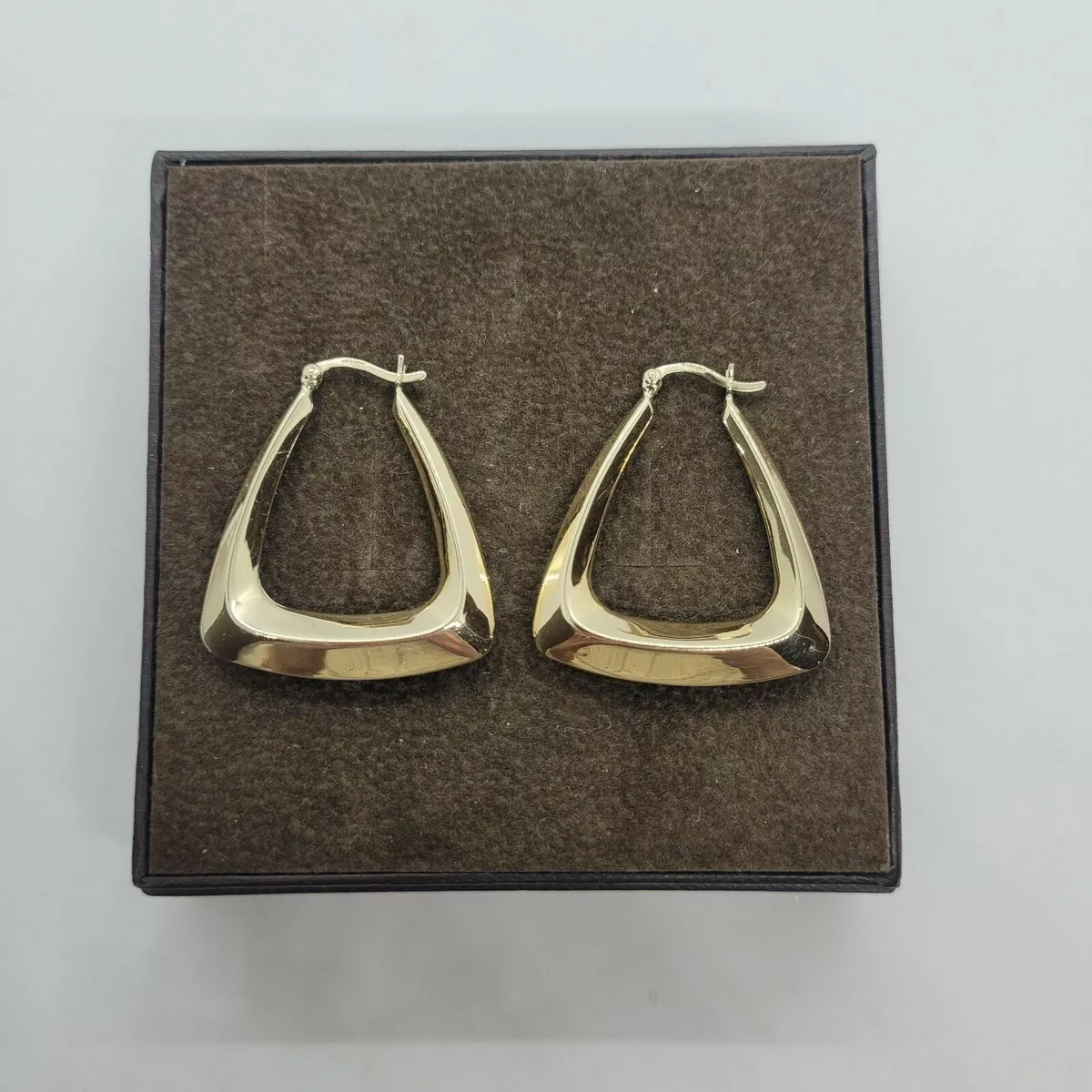 Gold triangle store hoop earrings