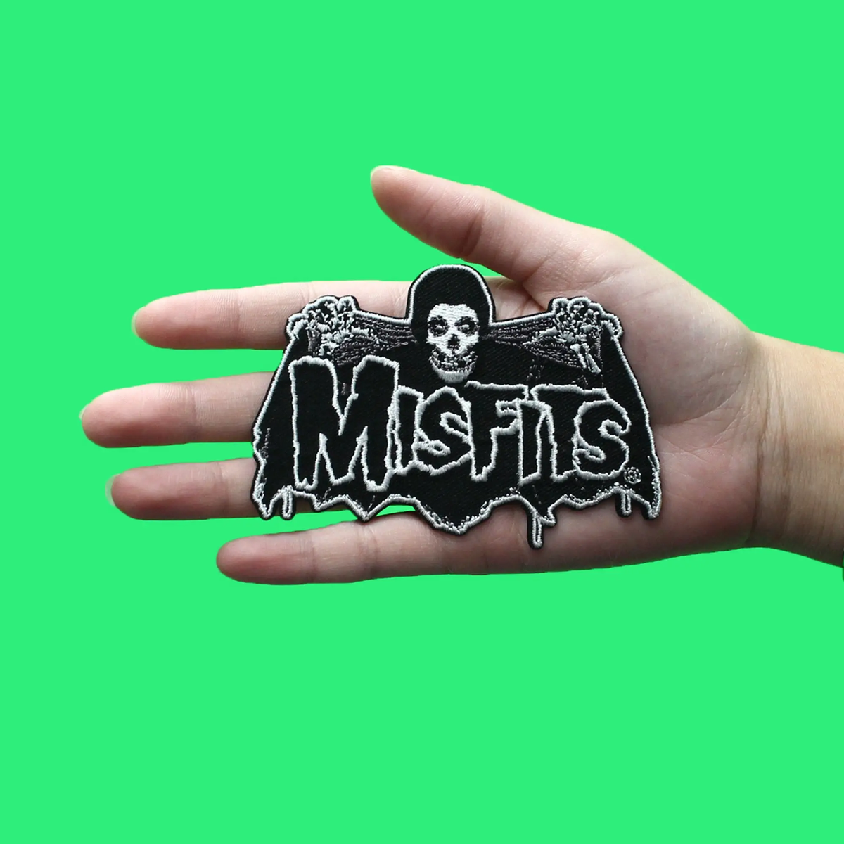 Misfits Old School Bat Fiend Patch – Punk Rock Band Embroidered Iron-On, 2.75x4 Inches