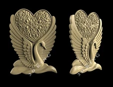 3D STL Model SWAN & HEART for CNC Router Aspire Artcam 3D Printer Engraver Cut3D