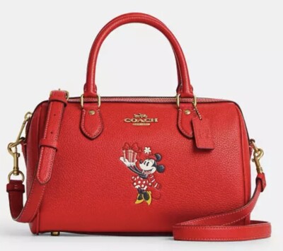 NWT!  COACH X DISNEY Rowan Leather Electric Red Minnie Mouse Satchel Bag