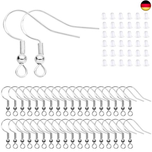 Ohrring Machen Set, 100 Stück 925 Silber Ohrring Haken Hypoallergene