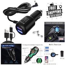 Radar Detector Power Cord with Dual USB QC3.0 Quick Charger - 6.5ft DC3.5 Plug