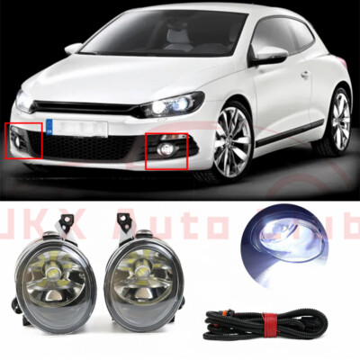 Pair Driving Lamp Fog Light LED Bulb Harness s For Volkswagen Scirocco 2009-2014