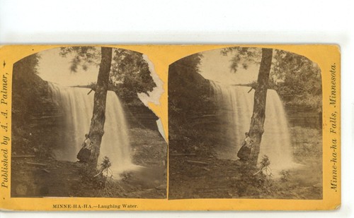 Minnehaha Laughing Water Falls Minnesota A.A. Palmer Stereoview - Picture 2 of 4