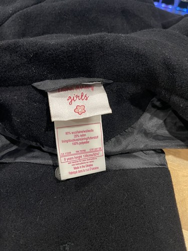 Laura Ashley Girls' Long Vintage Peacoat - Black Wool - Age 8 🖤👧 - Picture 4 of 4