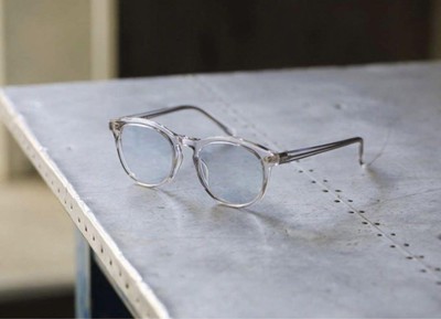 Hakusan Mayfair Sunglasses Clear Frame Gray Lens John Lennon 