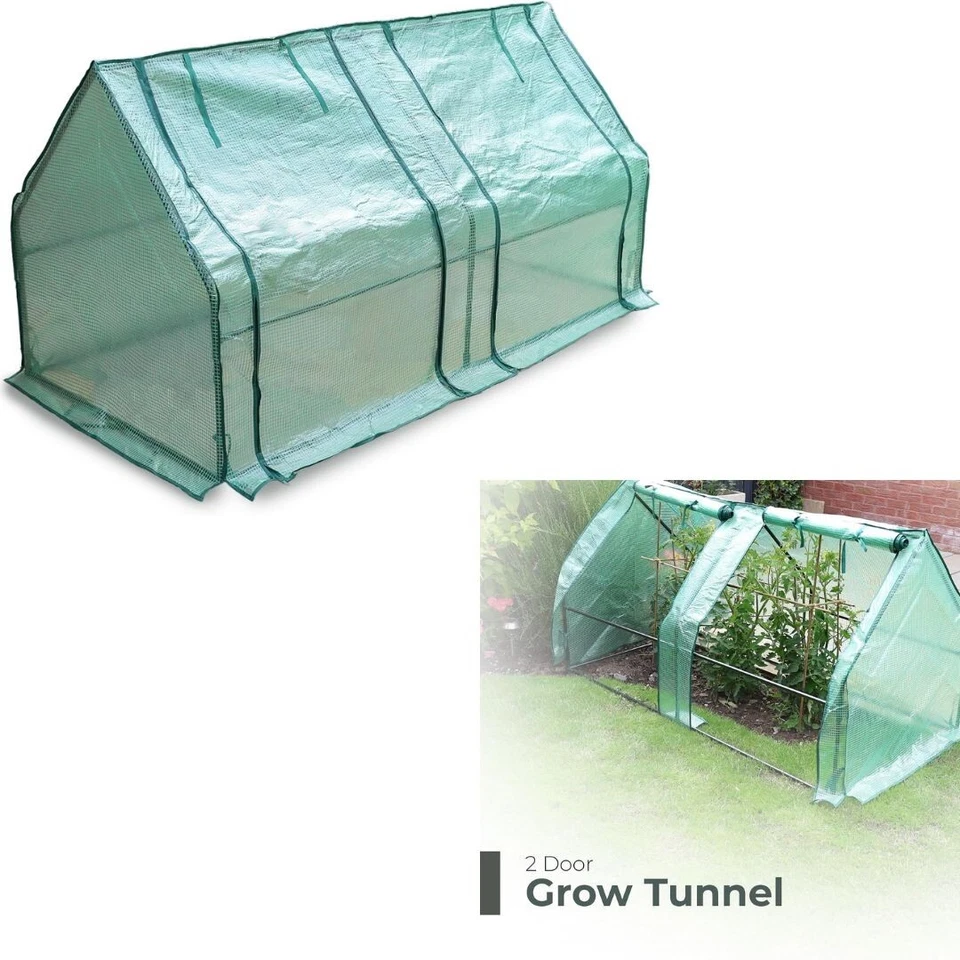 DIVYA ENTERPRISES Grow Tunnel Greenhouse 2 Zipper Doors PE Cover Vegetable Grow House Plant Tent